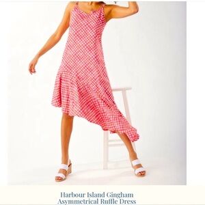 Tommy Bahama Harbour Island Gingham Asymmetrical Ruffle Dress size small